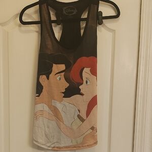 Disney Black Tank Top with Ariel & Prince Print